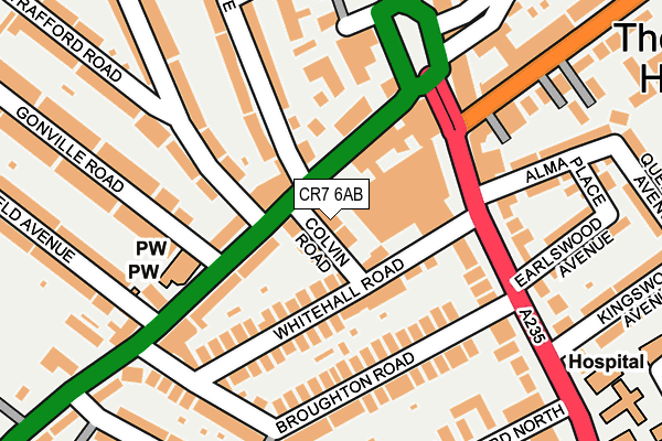 CR7 6AB map - OS OpenMap – Local (Ordnance Survey)