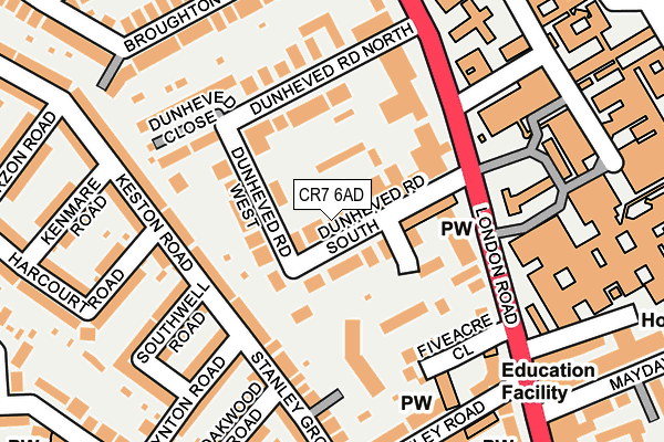 CR7 6AD map - OS OpenMap – Local (Ordnance Survey)