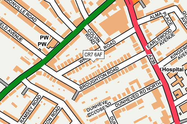 CR7 6AF map - OS OpenMap – Local (Ordnance Survey)