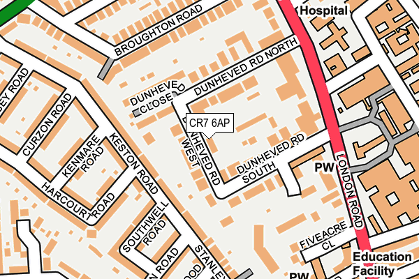 CR7 6AP map - OS OpenMap – Local (Ordnance Survey)