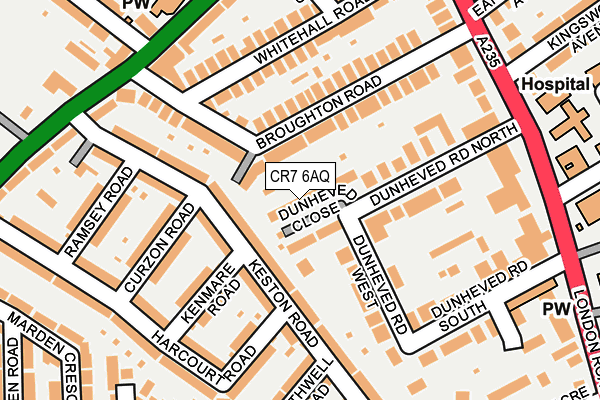 CR7 6AQ map - OS OpenMap – Local (Ordnance Survey)