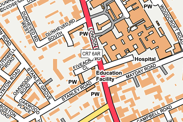 CR7 6AR map - OS OpenMap – Local (Ordnance Survey)