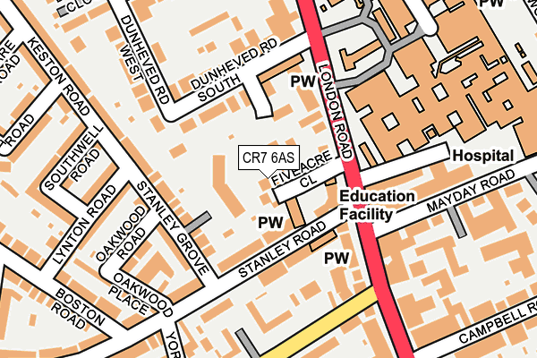 CR7 6AS map - OS OpenMap – Local (Ordnance Survey)