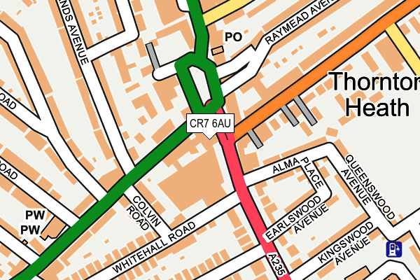 CR7 6AU map - OS OpenMap – Local (Ordnance Survey)
