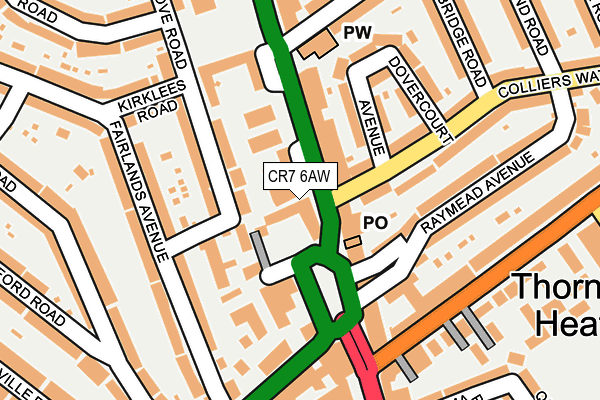 CR7 6AW map - OS OpenMap – Local (Ordnance Survey)