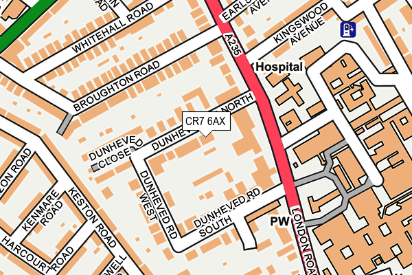 CR7 6AX map - OS OpenMap – Local (Ordnance Survey)