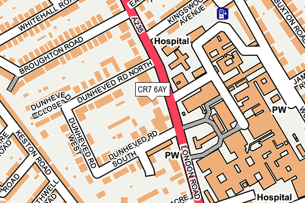 CR7 6AY map - OS OpenMap – Local (Ordnance Survey)