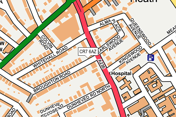 CR7 6AZ map - OS OpenMap – Local (Ordnance Survey)