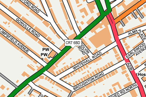 CR7 6BD map - OS OpenMap – Local (Ordnance Survey)