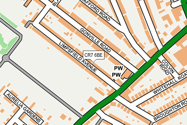 CR7 6BE map - OS OpenMap – Local (Ordnance Survey)