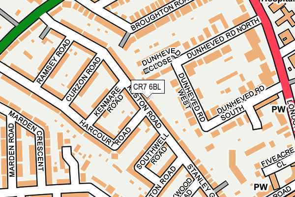 CR7 6BL map - OS OpenMap – Local (Ordnance Survey)