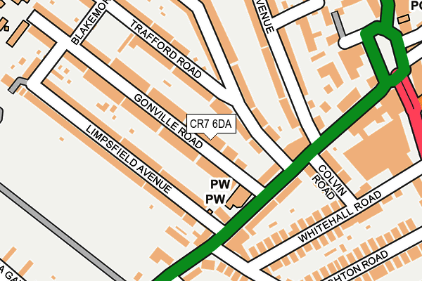 CR7 6DA map - OS OpenMap – Local (Ordnance Survey)