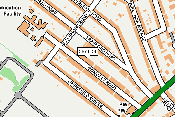CR7 6DB map - OS OpenMap – Local (Ordnance Survey)