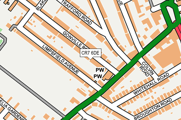 CR7 6DE map - OS OpenMap – Local (Ordnance Survey)