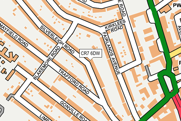 CR7 6DW map - OS OpenMap – Local (Ordnance Survey)