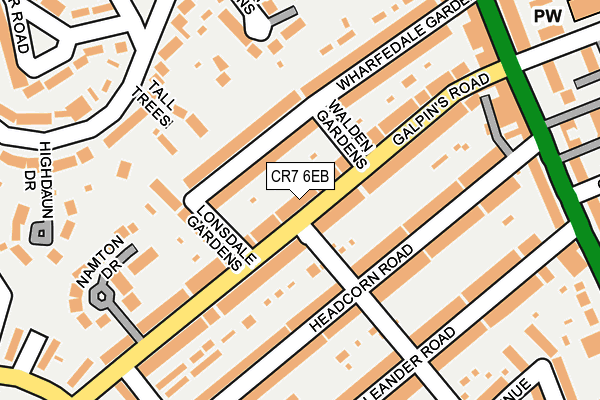 CR7 6EB map - OS OpenMap – Local (Ordnance Survey)