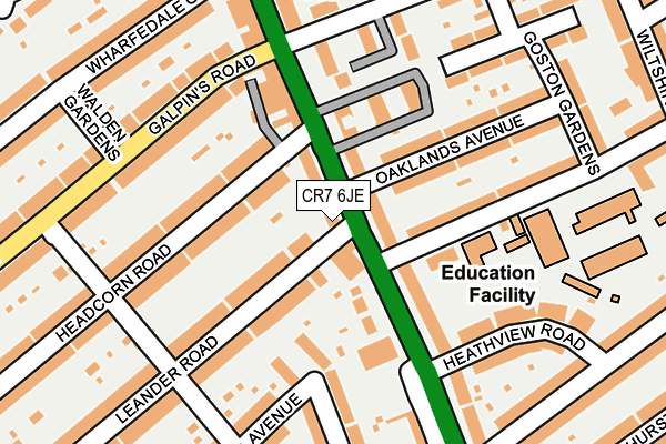 CR7 6JE map - OS OpenMap – Local (Ordnance Survey)