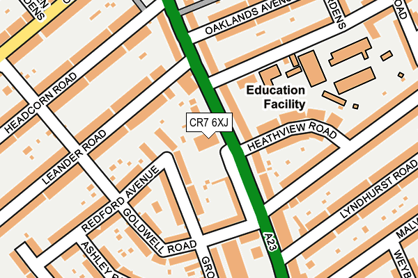 CR7 6XJ map - OS OpenMap – Local (Ordnance Survey)