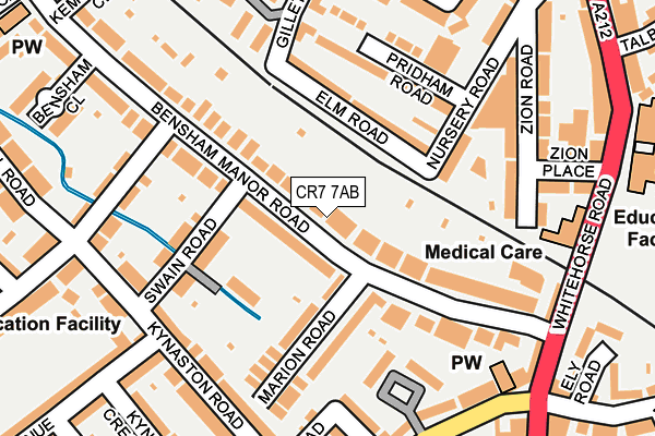 CR7 7AB map - OS OpenMap – Local (Ordnance Survey)