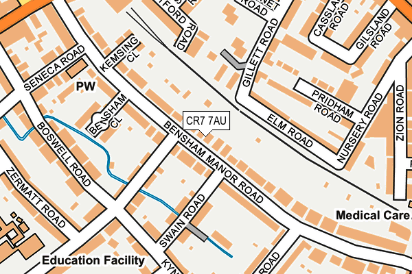 CR7 7AU map - OS OpenMap – Local (Ordnance Survey)