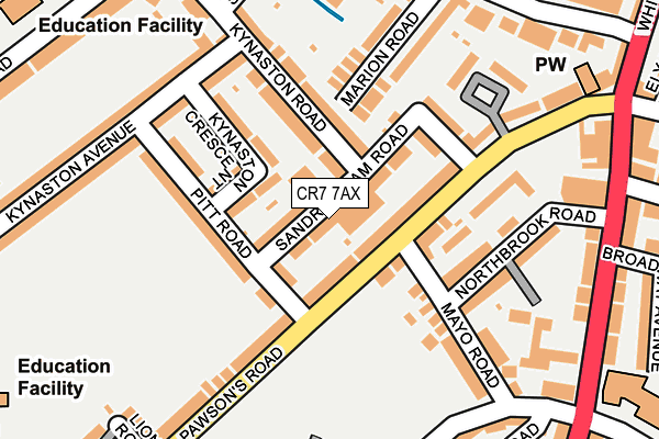 CR7 7AX map - OS OpenMap – Local (Ordnance Survey)