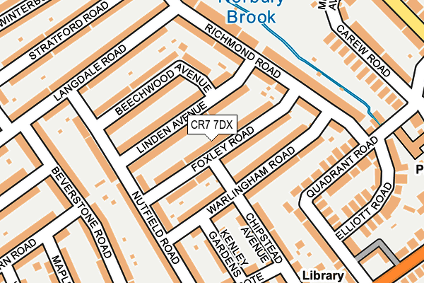 CR7 7DX map - OS OpenMap – Local (Ordnance Survey)