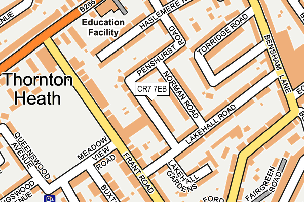 CR7 7EB map - OS OpenMap – Local (Ordnance Survey)