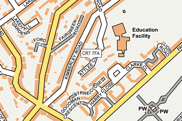CR7 7FA map - OS OpenMap – Local (Ordnance Survey)
