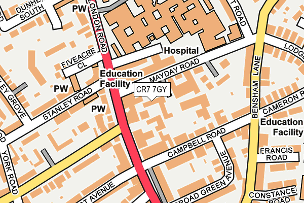 CR7 7GY map - OS OpenMap – Local (Ordnance Survey)