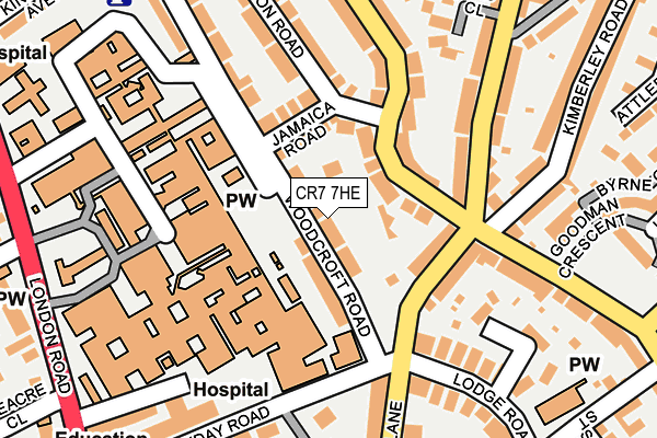 CR7 7HE map - OS OpenMap – Local (Ordnance Survey)