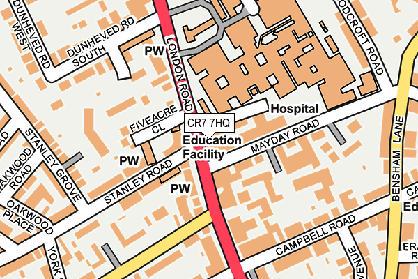 CR7 7HQ map - OS OpenMap – Local (Ordnance Survey)