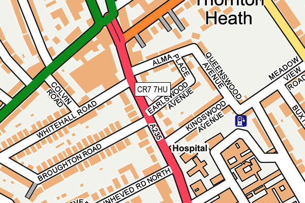 CR7 7HU map - OS OpenMap – Local (Ordnance Survey)