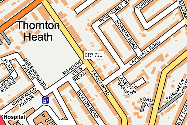 CR7 7JU map - OS OpenMap – Local (Ordnance Survey)