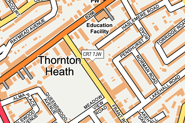 CR7 7JW map - OS OpenMap – Local (Ordnance Survey)