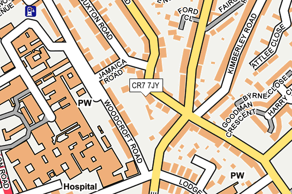 CR7 7JY map - OS OpenMap – Local (Ordnance Survey)