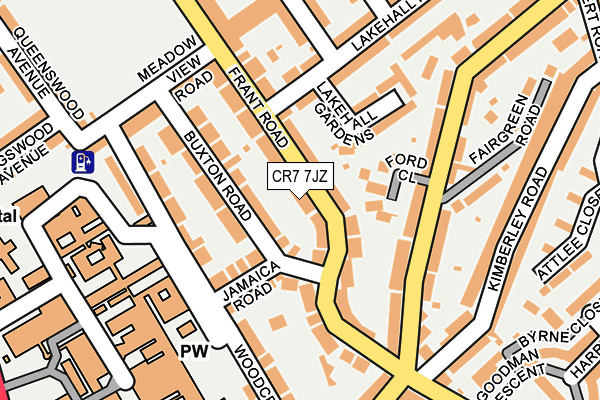 CR7 7JZ map - OS OpenMap – Local (Ordnance Survey)