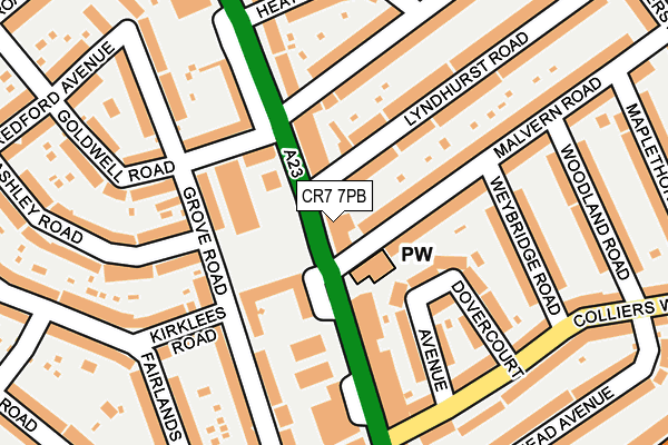 CR7 7PB map - OS OpenMap – Local (Ordnance Survey)