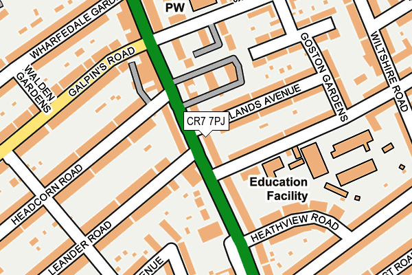 CR7 7PJ map - OS OpenMap – Local (Ordnance Survey)