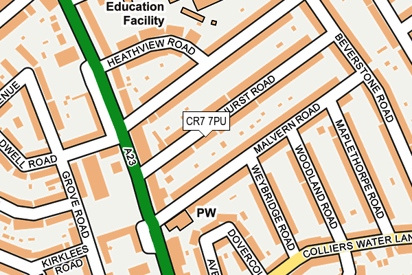 CR7 7PU map - OS OpenMap – Local (Ordnance Survey)