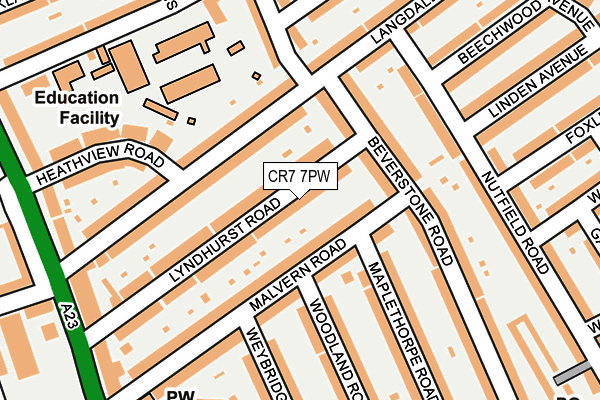 CR7 7PW map - OS OpenMap – Local (Ordnance Survey)