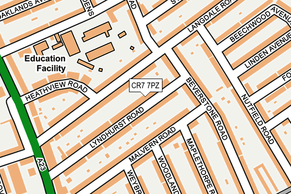 CR7 7PZ map - OS OpenMap – Local (Ordnance Survey)