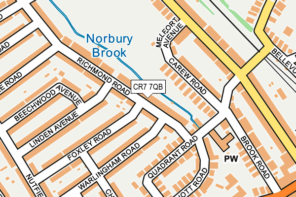 CR7 7QB map - OS OpenMap – Local (Ordnance Survey)