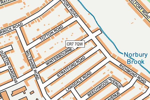 CR7 7QW map - OS OpenMap – Local (Ordnance Survey)