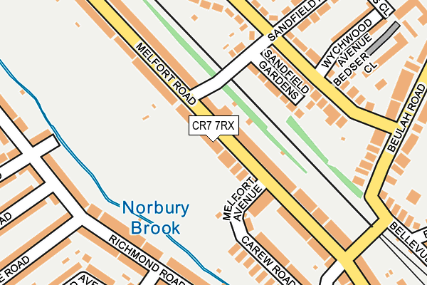 CR7 7RX map - OS OpenMap – Local (Ordnance Survey)