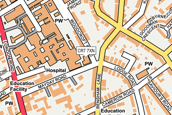 CR7 7XN map - OS OpenMap – Local (Ordnance Survey)