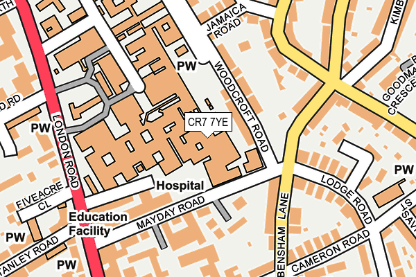 CR7 7YE map - OS OpenMap – Local (Ordnance Survey)