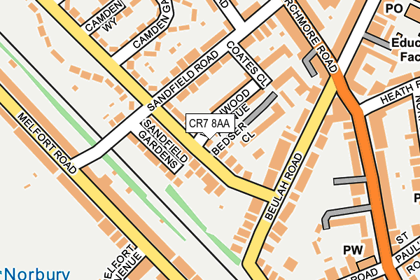 CR7 8AA map - OS OpenMap – Local (Ordnance Survey)