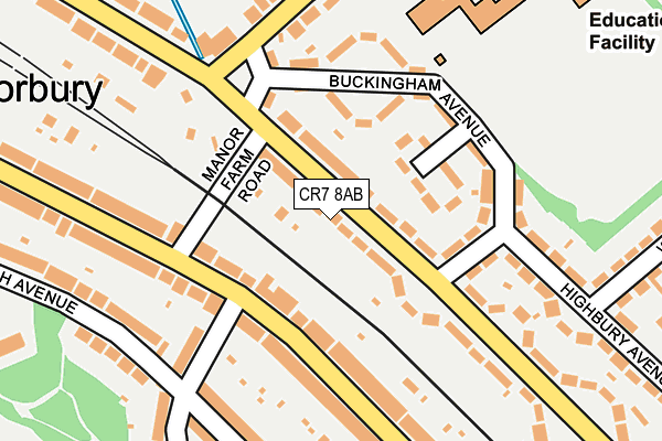 CR7 8AB map - OS OpenMap – Local (Ordnance Survey)