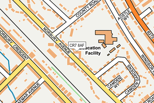 CR7 8AF map - OS OpenMap – Local (Ordnance Survey)