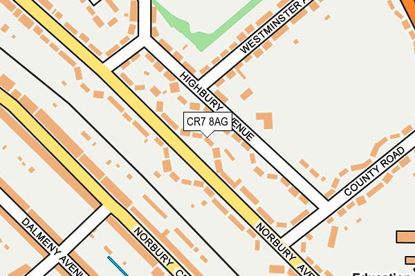 CR7 8AG map - OS OpenMap – Local (Ordnance Survey)